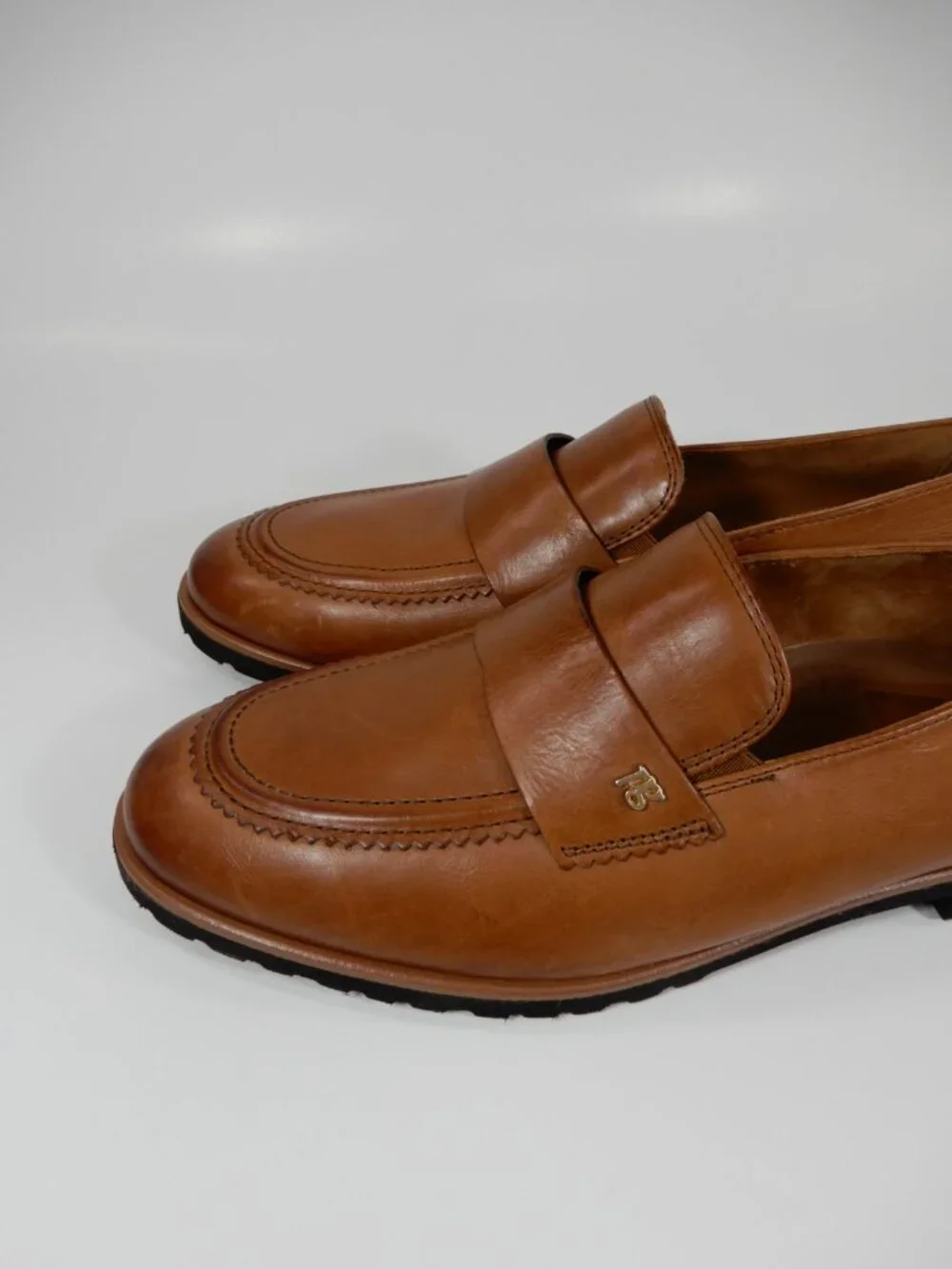 Paul Green Wheaton Flat Loafers Shoes Size 8 Cognac Brown Leather NEW